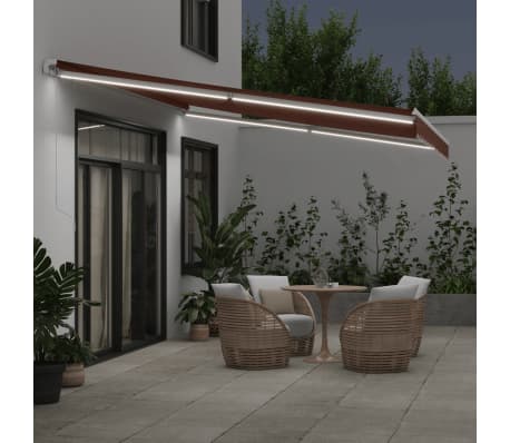 vidaXL Markise Manuell mit LED Braun 450x350 cm