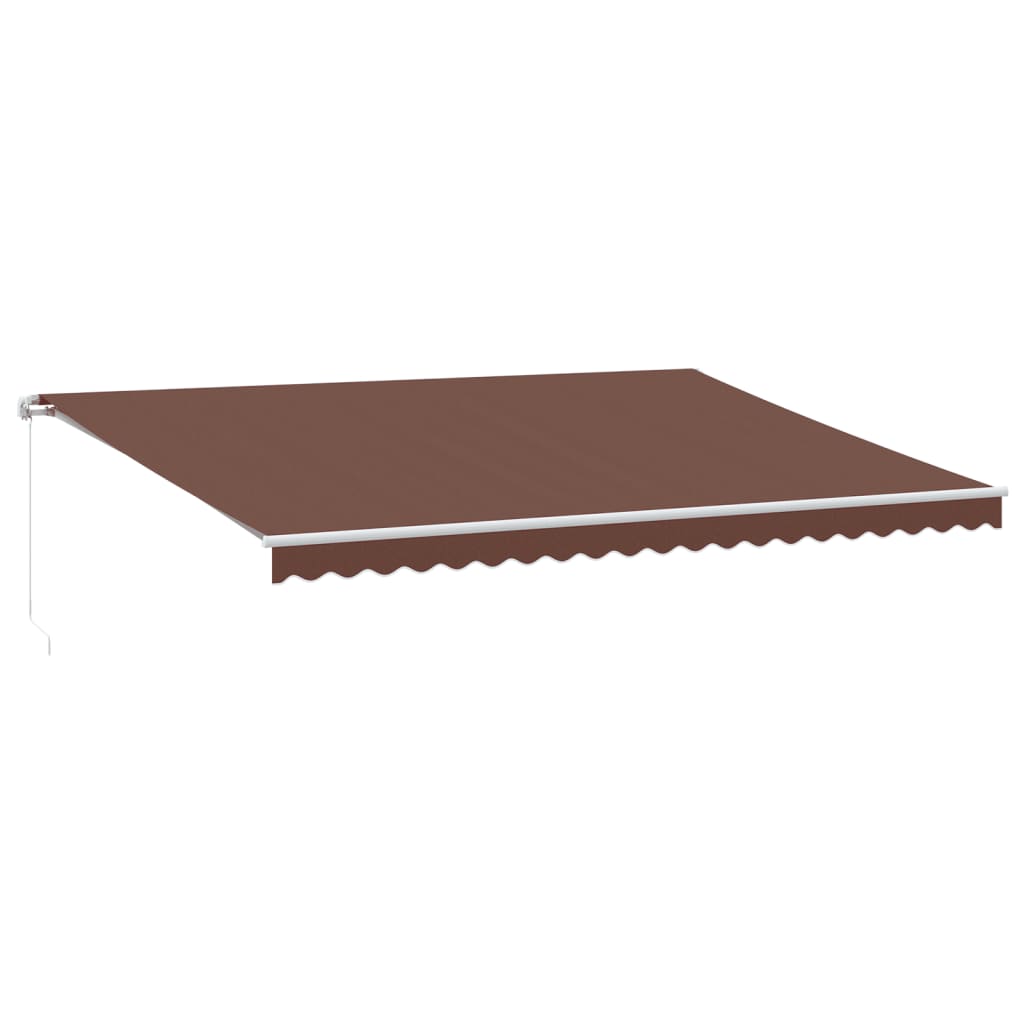 vidaXL Ručně zatahovací markýza s LED hnědá 500 x 350 cm