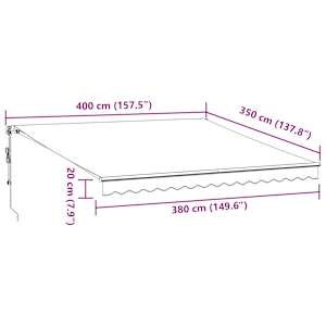 Automatická zatahovací markýza s LED světly hnědá 400 x 350 cm - obrázek 13