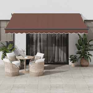 Automatická zatahovací markýza s LED světly hnědá 400 x 350 cm - obrázek 1