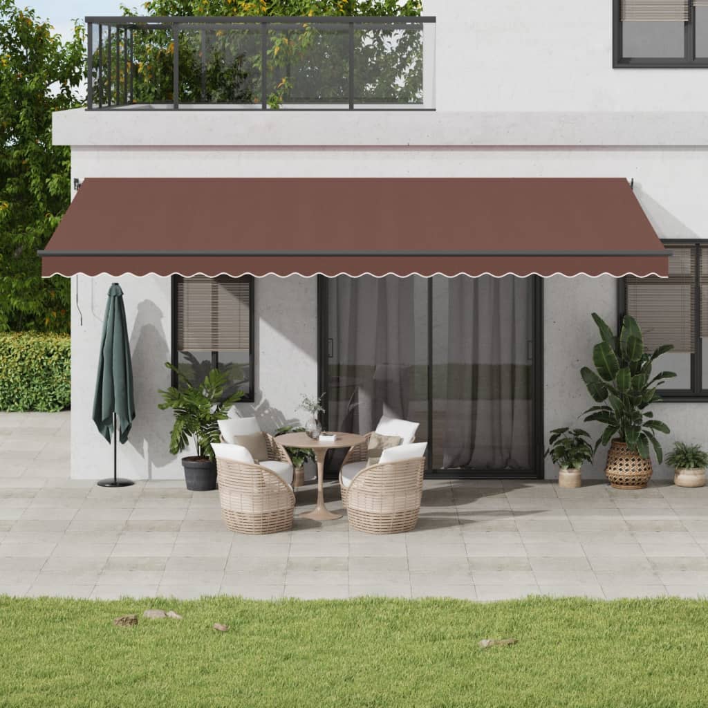 vidaXL Copertina retractabilă manual cu LED-uri, maro, 600x350 cm