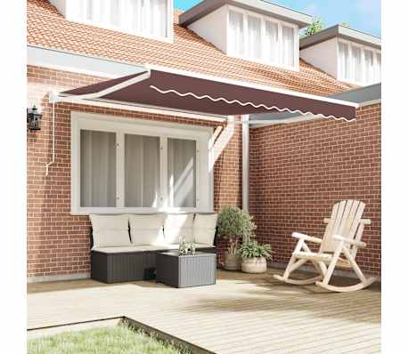 vidaXL Ръчно прибираща се тента, кафява, 300x250 см