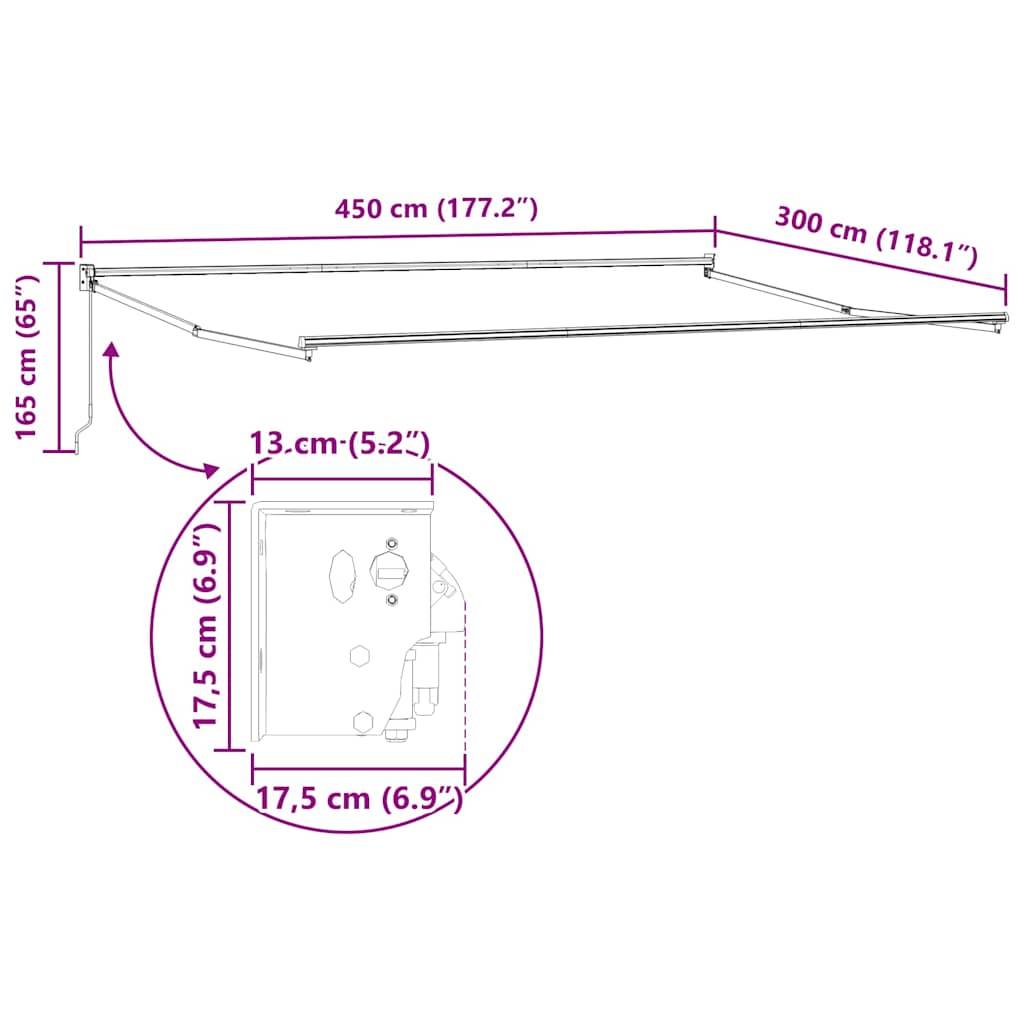 Luifel handmatig uittrekbaar 450x300 cm bruin image 12