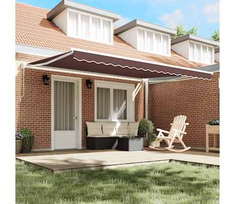 vidaXL Copertină retractabilă manual, maro, 450x300 cm