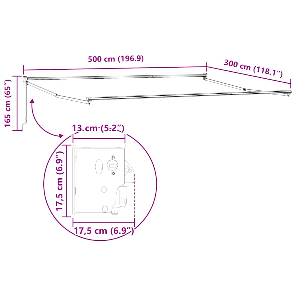 Luifel handmatig uittrekbaar 500x300 cm bruin image 12