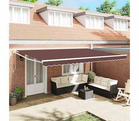 vidaXL Automatinė i&scaron;traukiama markizė, rudos spalvos, 500x300cm