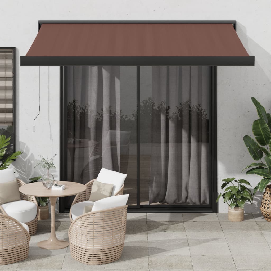 vidaXL Copertină retractabilă manual, maro, 350x250 cm