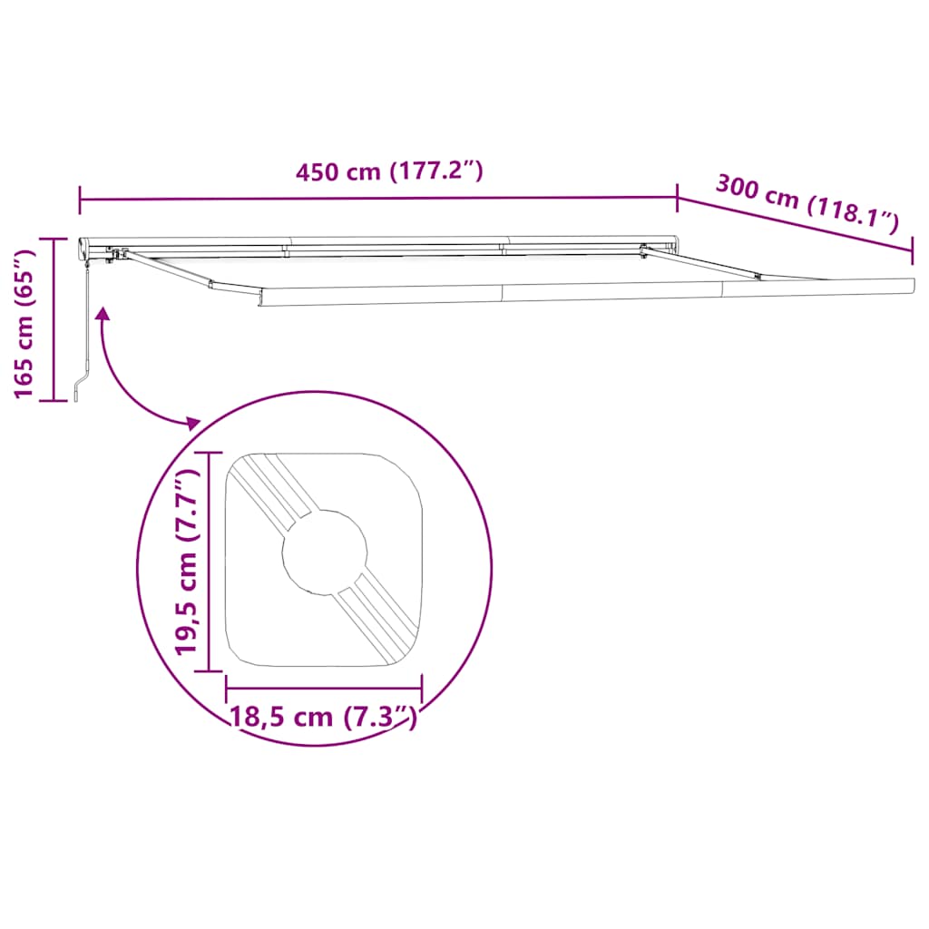 Luifel handmatig uittrekbaar 450x300 cm bruin image 11