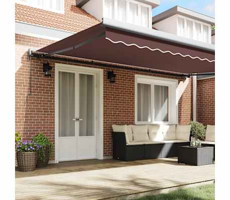 vidaXL Copertină retractabilă manual, maro, 500x300 cm