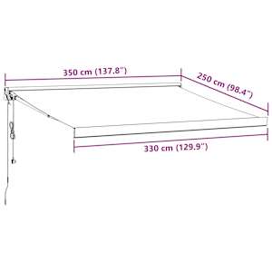 Automatická zatahovací markýza hnědá 350 x 250 cm - obrázek 10