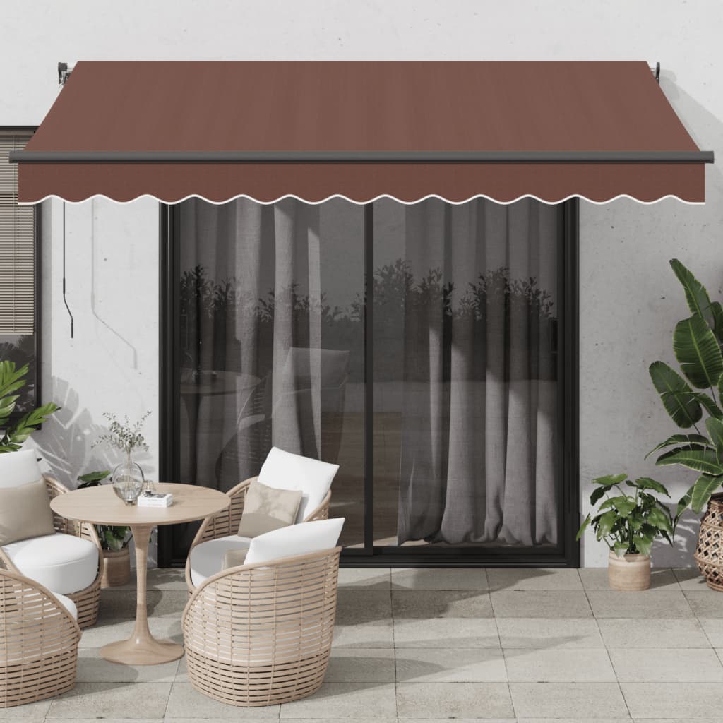 vidaXL Copertină retractabilă manual, maro, 350x250 cm