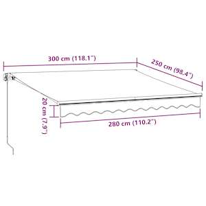 Ručně zatahovací markýza s LED světly hnědá 300 x 250 cm - obrázek 11