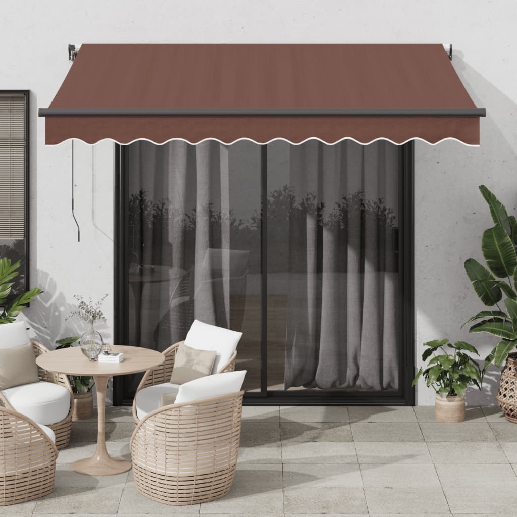 vidaXL Copertină retractabilă manual cu LED, maro, 300x250 cm