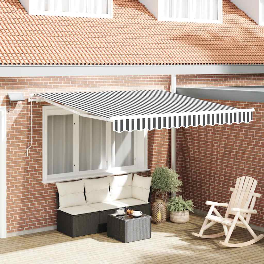 vidaXL Markise mit LED-Beleuchtung Manuell Anthrazit & Weiß 300x250 cm