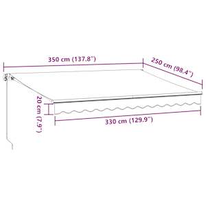 Ručně zatahovací markýza s LED antracitová a bílá 350 x 250 cm - obrázek 11