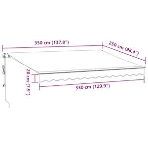Automatická zatahovací markýza s LED antracit a bílá 350x250 cm - obrázek 13