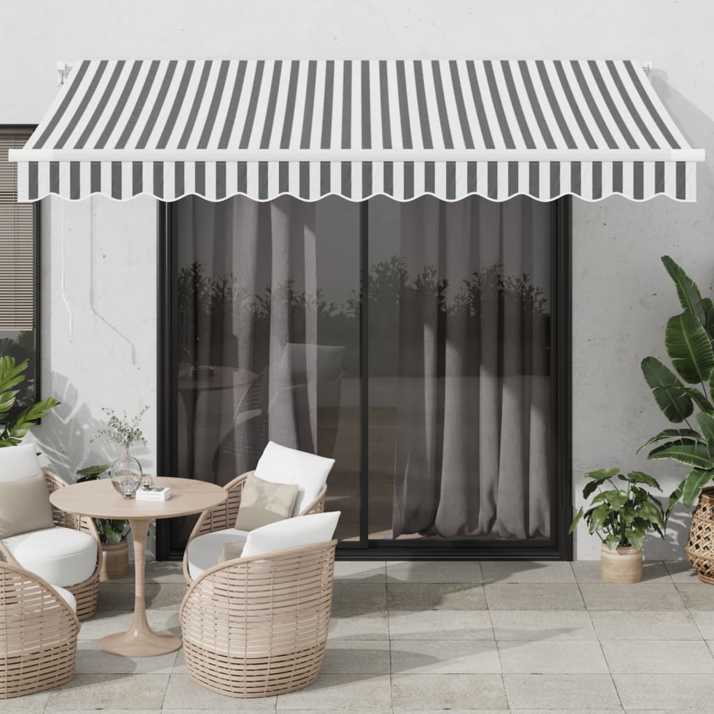 vidaXL Copertină retractabilă automat cu LED, antracit/alb, 350x250 cm