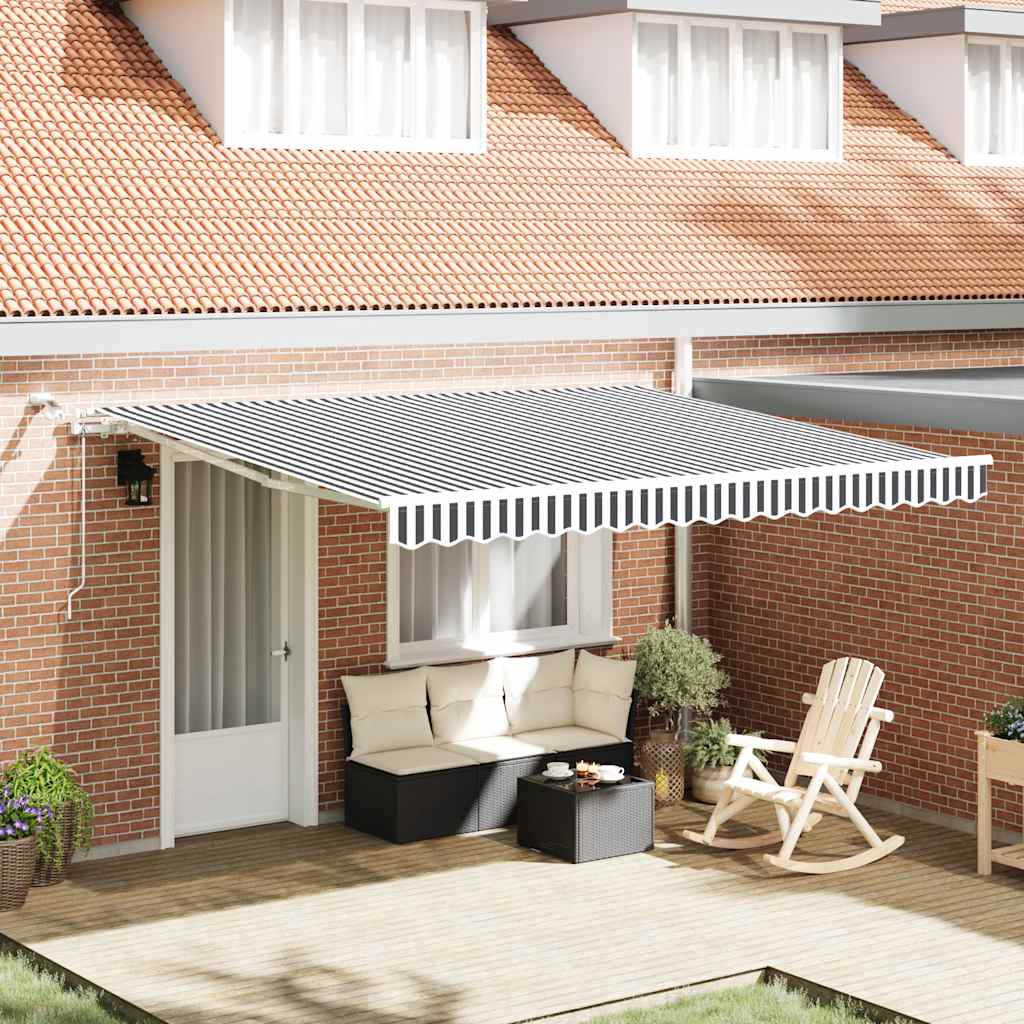 vidaXL Copertină retractabilă automat cu LED, antracit/alb, 400x300 cm