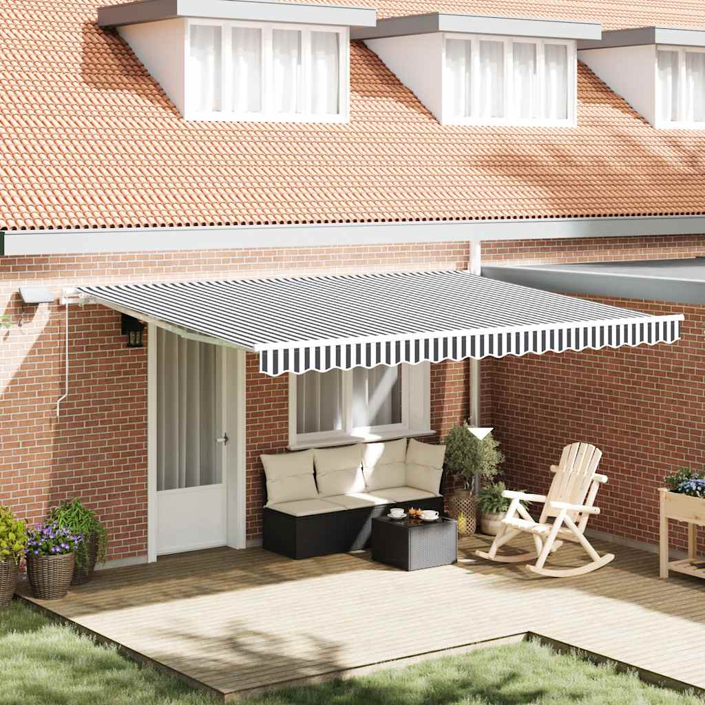 vidaXL Copertină retractabilă manual cu LED, antracit/alb, 450x300 cm