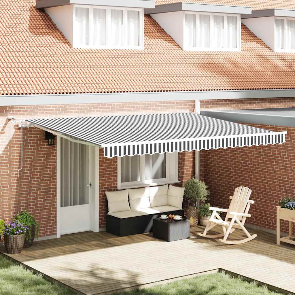 vidaXL Copertină retractabilă automat cu LED, antracit/alb, 450x300 cm
