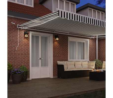 vidaXL Markis automatiskt inf&auml;llbar med LEDs antracit&vit 500x300 cm