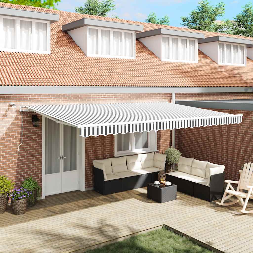 vidaXL Copertină retractabilă automat cu LED, antracit/alb, 500x300 cm