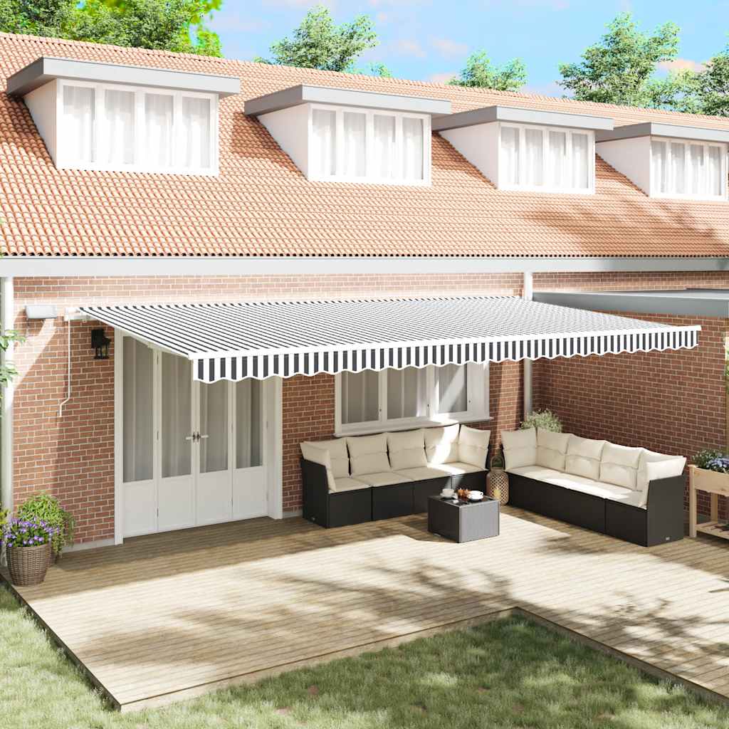 vidaXL Copertină retractabilă manual cu LED, antracit/alb, 600x300 cm