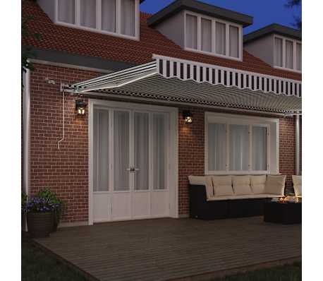 vidaXL automātiski izvelkama markīze, LED, pelēka un balta, 600x300 cm