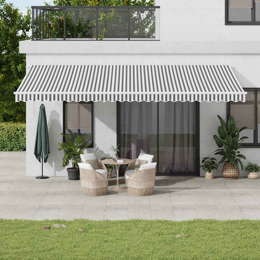 vidaXL Copertină retractabilă automat cu LED, antracit/alb, 600x300 cm