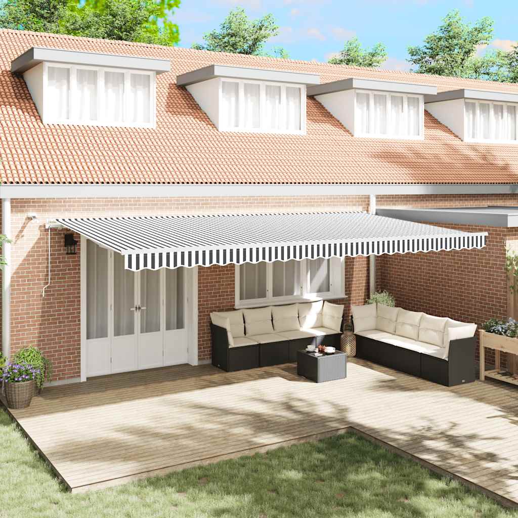 vidaXL Copertină retractabilă automat cu LED, antracit/alb, 600x300 cm