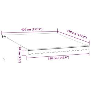 Ručně zatahovací markýza antracitová a bílá 400 x 350 cm - obrázek 9