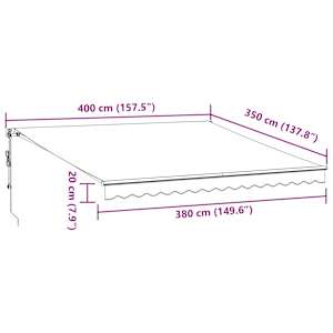 Automatická zatahovací markýza antracitová a bílá 400 x 350 cm - obrázek 11