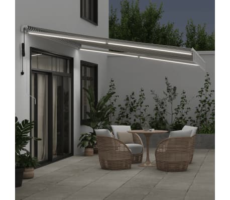 vidaXL Tenda Retrattile Automatica LED Antracite e Bianco 400x350 cm