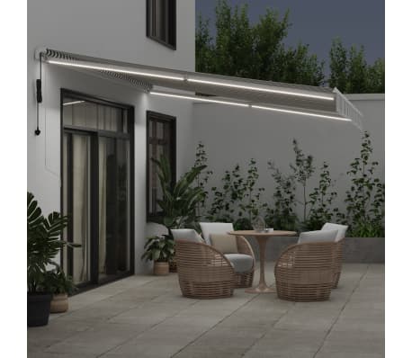 vidaXL Copertină retractabilă automat cu LED, antracit/alb, 450x350 cm