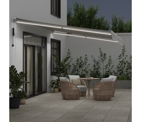 vidaXL Automatic Retractable Awning with LED Anthracite&White 500x350 cm