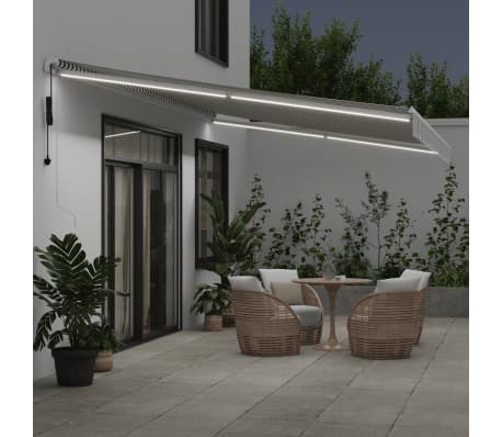 vidaXL Copertină retractabilă automat cu LED, antracit/alb, 600x350 cm