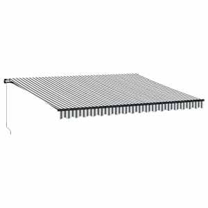 Ručně zatahovací markýza antracitová a bílá 450 x 350 cm - obrázek 2
