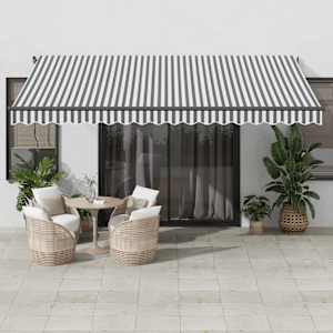 Ručně zatahovací markýza s LED antracitová a bílá 450 x 350 cm - obrázek 1