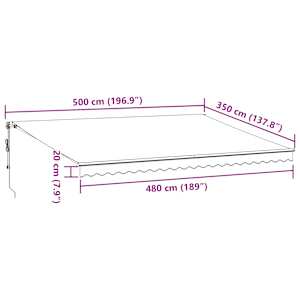 Ručně zatahovací markýza antracitová a bílá 500 x 350 cm - obrázek 12
