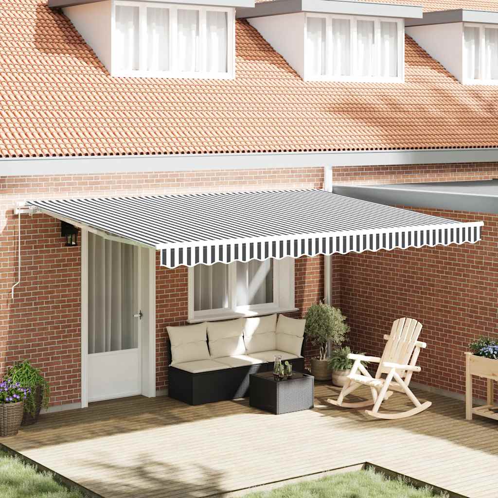 vidaXL Copertină retractabilă manual, antracit/alb, 450x300 cm
