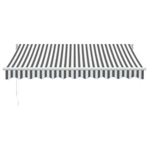 vidaXL izvelkama markīze, pelēka un balta, 3x2,5 m, audums, alumīnijs