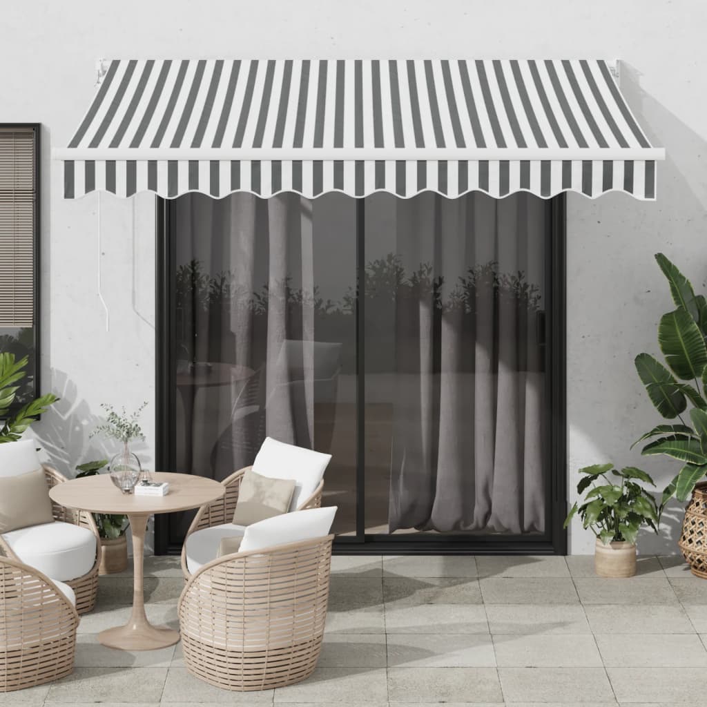 vidaXL Copertină retractabilă antracit/alb, 3x2,5 m, textil/aluminiu