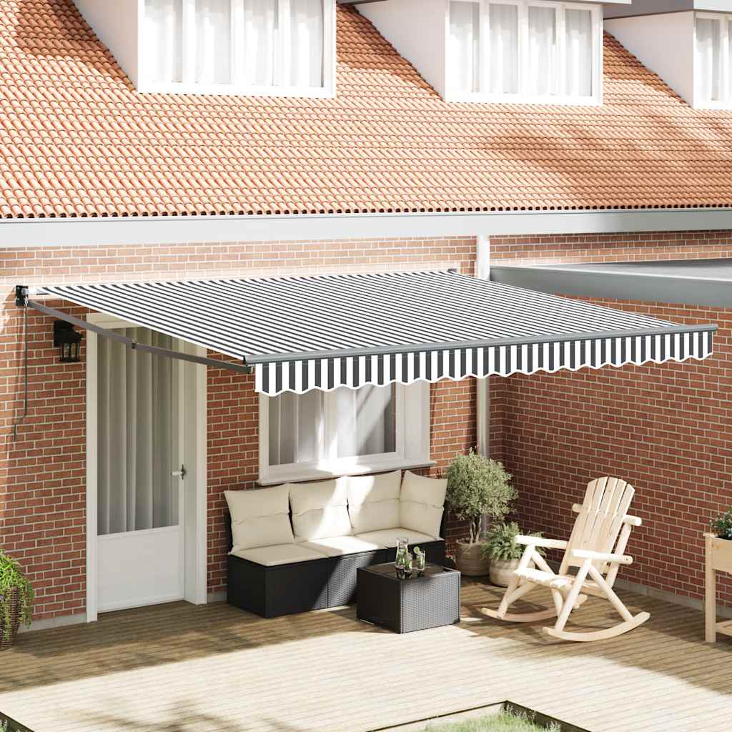 vidaXL Copertină retractabilă antracit/alb, 4x3 m, textil/aluminiu