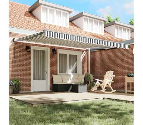 vidaXL Markis inf&auml;llbar antracit och vit 4,5x3 m tyg&aluminium