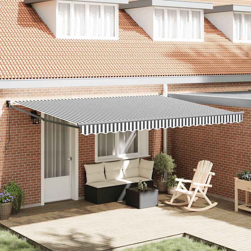 vidaXL Copertină retractabilă antracit/alb, 4,5x3 m, textil/aluminiu