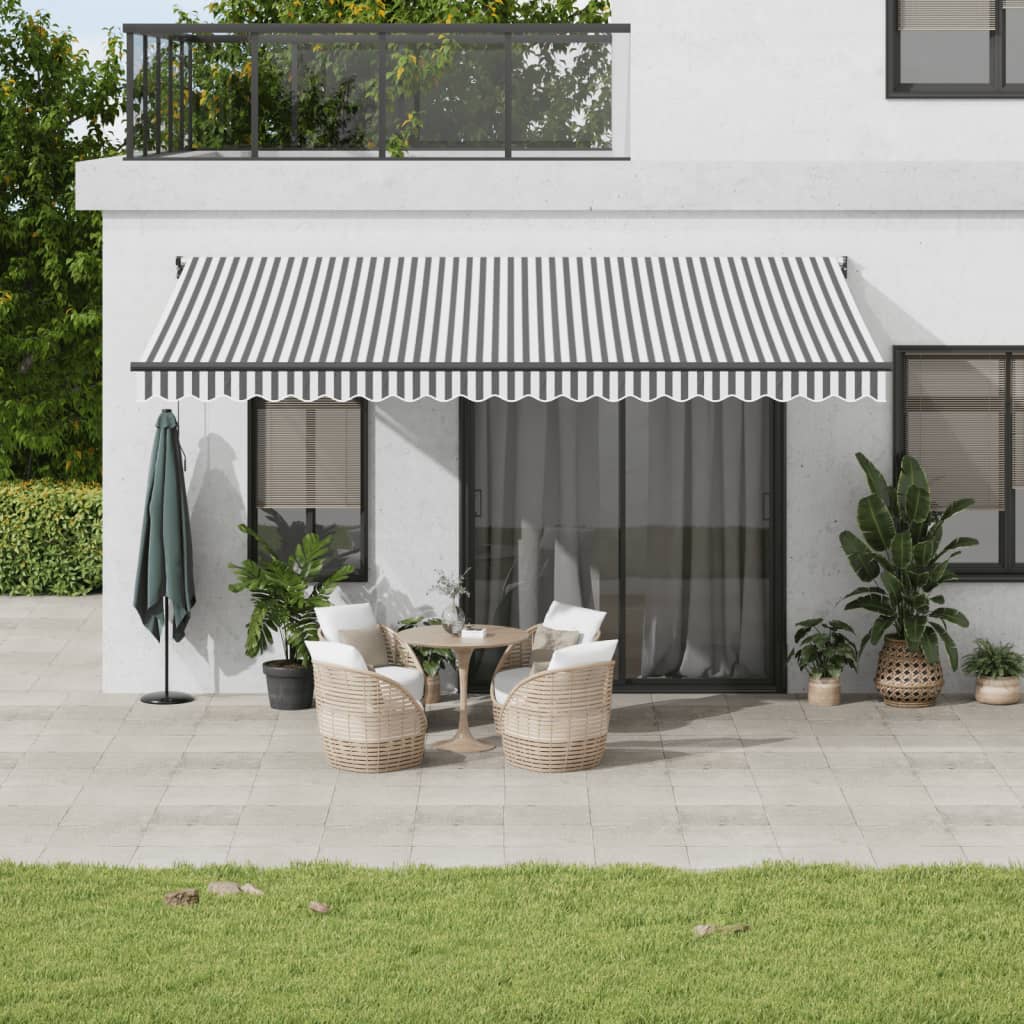 vidaXL Copertină retractabilă antracit/alb, 5x3 m, textil/aluminiu