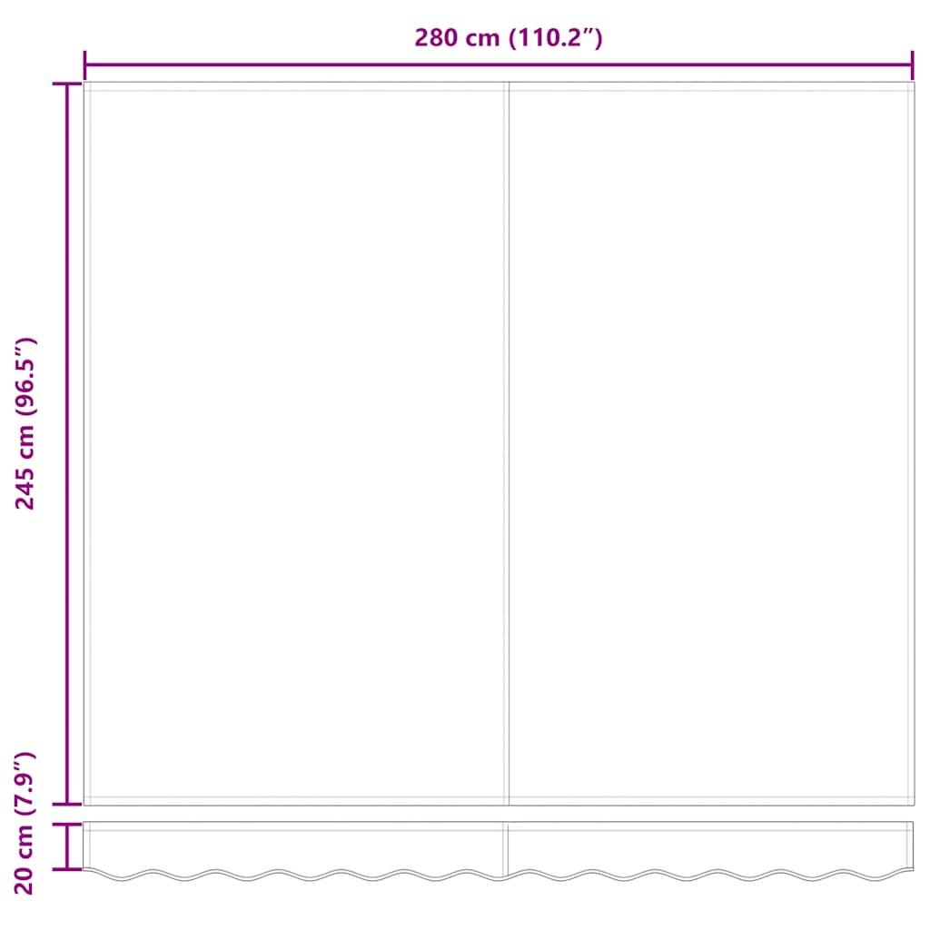 Luifel uittrekbaar 3x2,5 m stof en aluminium antraciet en wit image 13