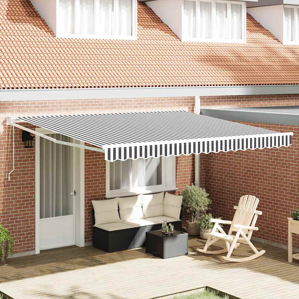vidaXL Copertină retractabilă antracit/alb, 4x3 m, textil/aluminiu