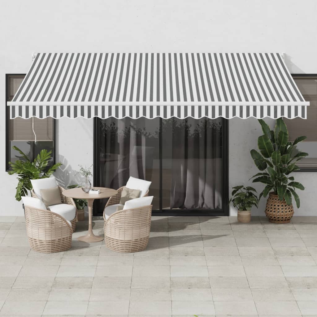 vidaXL Copertină retractabilă antracit/alb, 4,5x3 m, textil/aluminiu