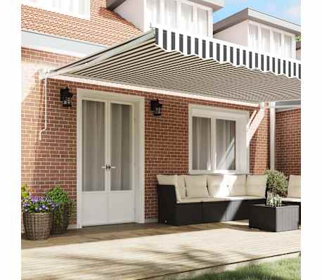 vidaXL Retractable Awning Anthracite and White 5x3 m Fabric&Aluminium